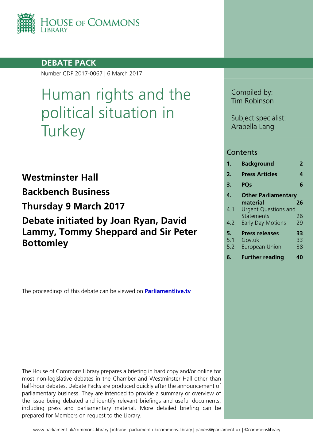 Human Rights and the Political Situation in Turkey 3
