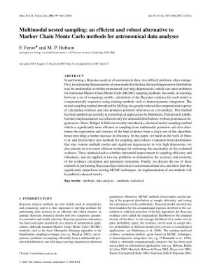 Multimodal Nested Sampling: an Efﬁcient and Robust Alternative to Markov Chain Monte Carlo Methods for Astronomical Data Analyses