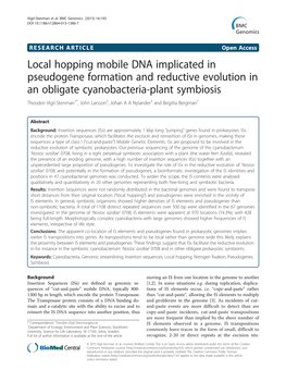Local Hopping Mobile DNA Implicated in Pseudogene Formation And