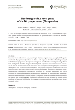 Pleosporales) 19 Doi: 10.3897/Mycokeys.37.27275 RESEARCH ARTICLE Mycokeys Launched to Accelerate Biodiversity Research