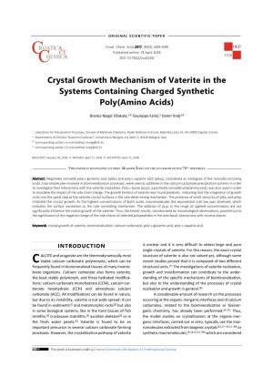 Crystal Growth Mechanism of Vaterite in the Systems Containing Charged Synthetic Poly(Amino Acids)
