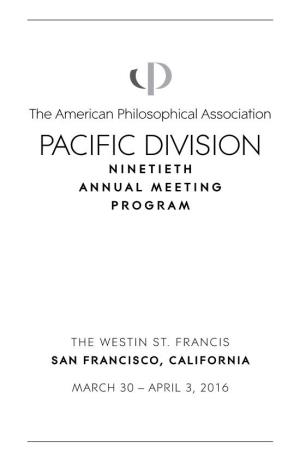 APA Pacific Division 2016 Meeting Program