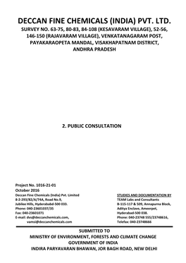 Deccan Fine Chemicals (India) Pvt. Ltd. Survey No