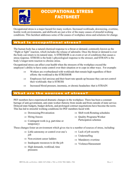 PEF Occupational Stress Factsheet