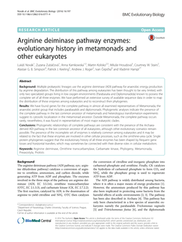 Arginine Deiminase Pathway Enzymes: Evolutionary History In
