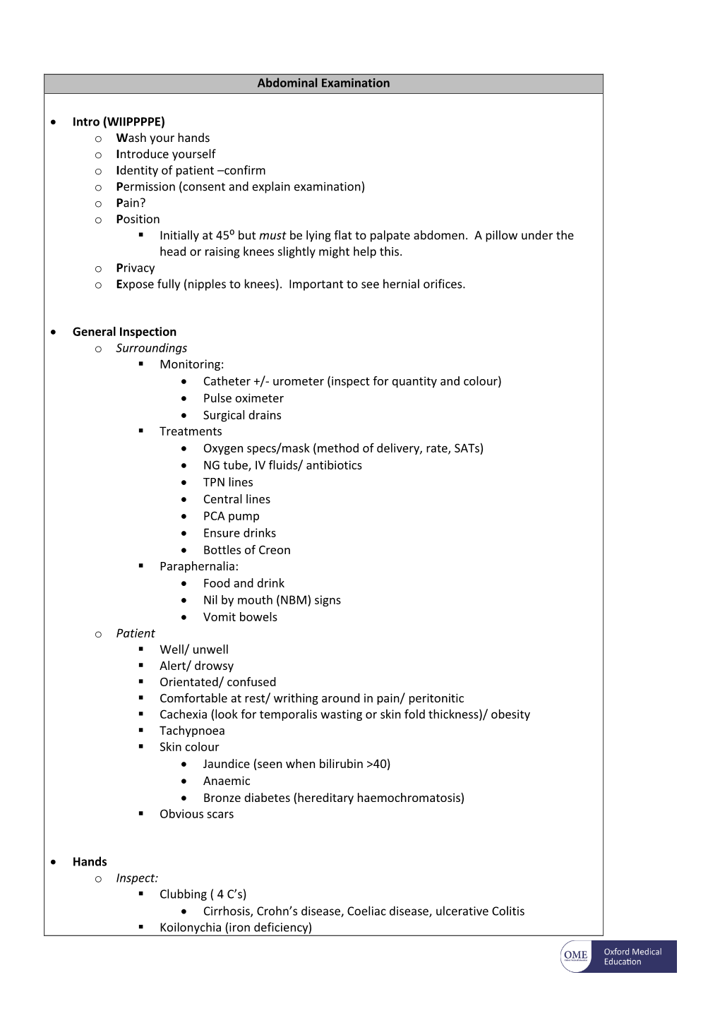 Abdominal Examination