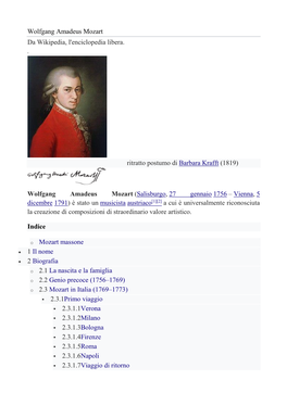 Wolfgang Amadeus Mozart Da Wikipedia, L'enciclopedia Libera
