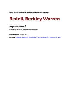 Bedell, Berkley Warren