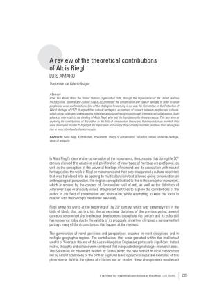 A Review of the Theoretical Contributions of Alois Riegl LUIS AMARO Traducción De Valerie Magar