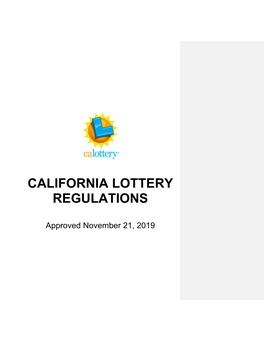 California Lottery Regulations