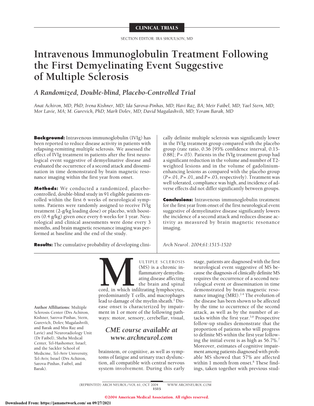 A Randomized, Double-Blind, Placebo-Controlled Trial