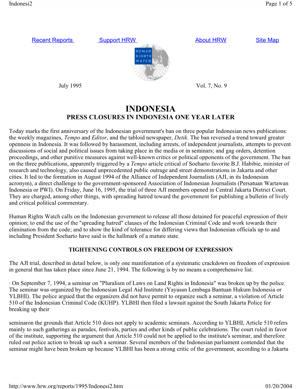 Indonesia: Press Closures in Indonesia One Year Later