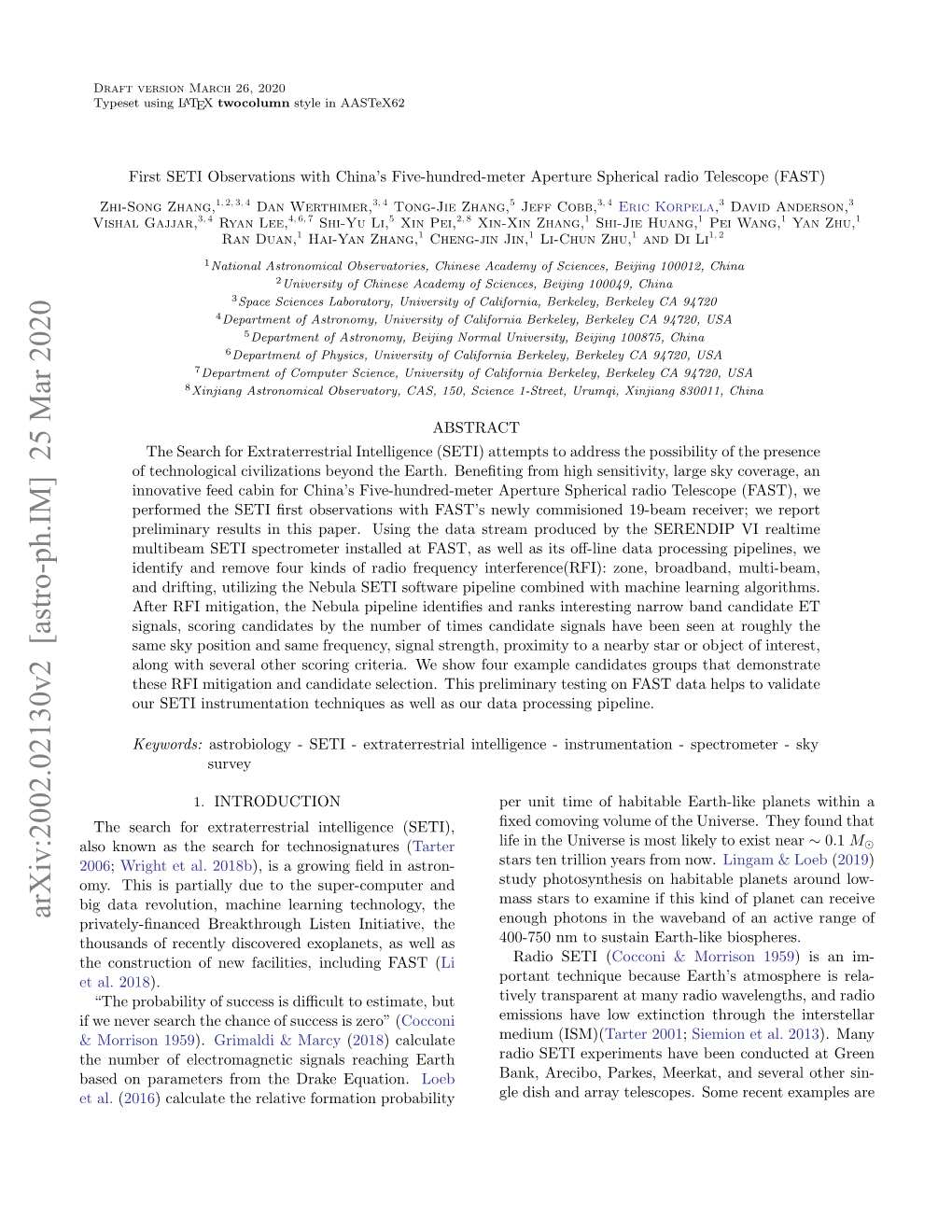 First SETI Observations with China's Five-Hundred-Meter Aperture