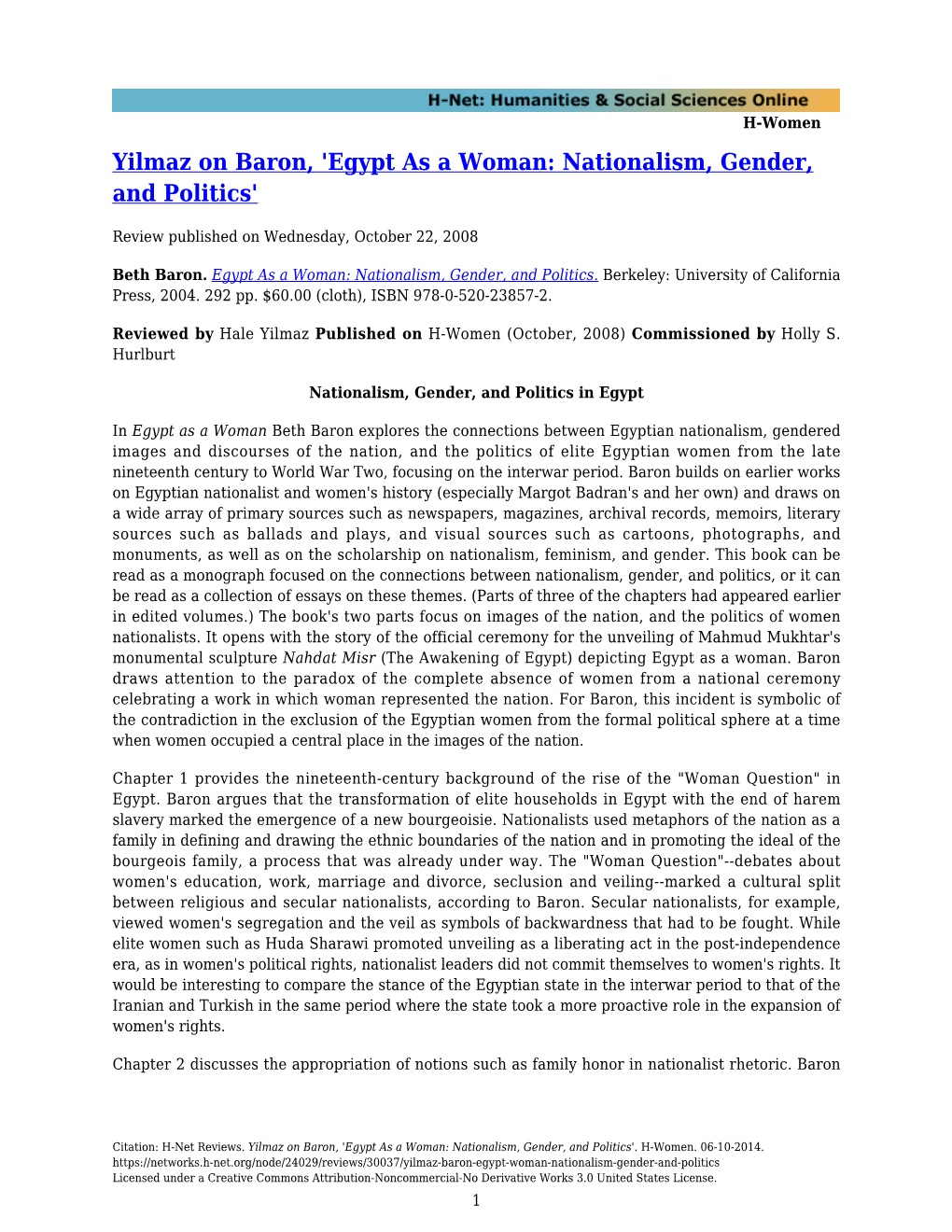 Egypt As a Woman: Nationalism, Gender, and Politics'