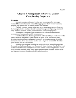 Chapter 9 Management of Cervical Cancer Complicating Pregnancy