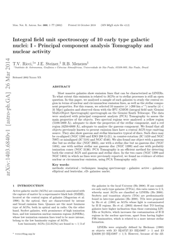 Integral Field Unit Spectroscopy of 10 Early Type Galactic Nuclei: I-Principal