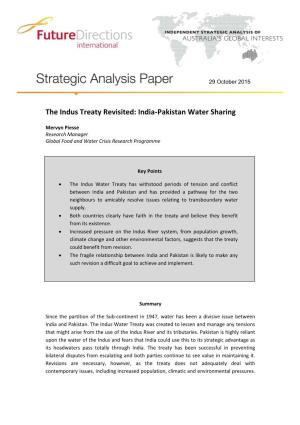 The Indus Treaty Revisited: India-Pakistan Water Sharing