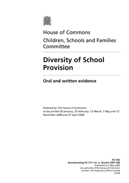 Diversity of School Provision
