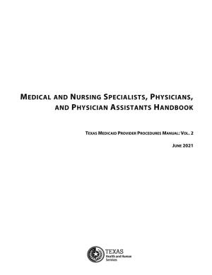Medical and Nursing Specialists, Physicians, and Physician Assistants Handbook