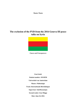 The Exclusion of the PYD from the 2016 Geneva III Peace Talks on Syria