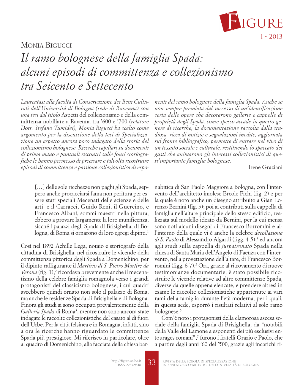 Il Ramo Bolognese Della Famiglia Spada: Alcuni Episodi Di Committenza E Collezionismo Tra Seicento E Settecento