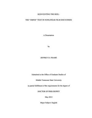 TEXT in NONLINEAR FILM DISCOURSES a Dissertation By