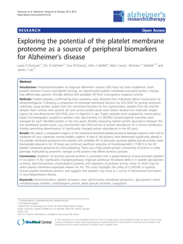 Exploring the Potential of the Platelet Membrane Proteome As a Source Of