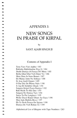 New Songs in Praise of Kirpal