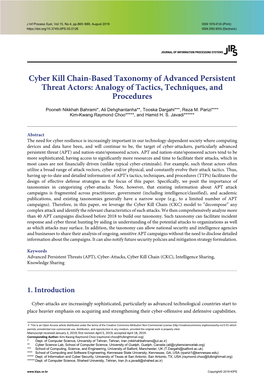 Cyber Kill Chain-Based Taxonomy of Advanced Persistent Threat Actors: Analogy of Tactics, Techniques, and Procedures