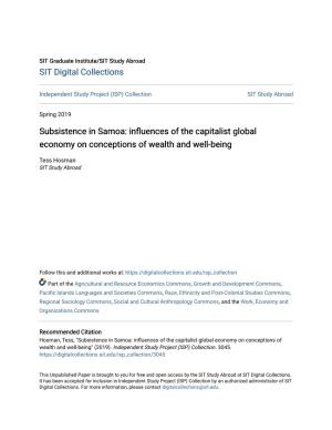 Subsistence in Samoa: Influences of the Capitalist Global Economy on Conceptions of Wealth and Well-Being