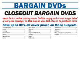 Closeout Bargain Dvds