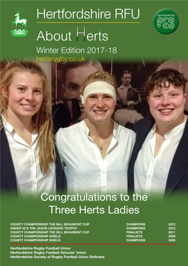 Hertfordshire RFU Sponsored by 7766 About Erts Winter Edition 2017-18 Hertsrugby.Co.Uk