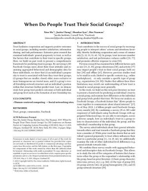 When Do People Trust Their Social Groups?
