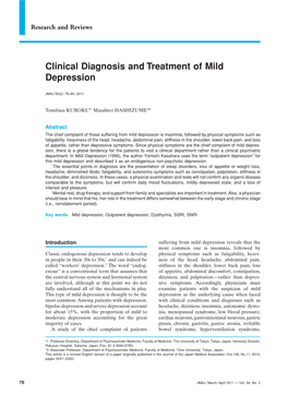 Clinical Diagnosis and Treatment of Mild Depression