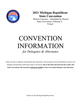 CONVENTION INFORMATION for Delegates & Alternates