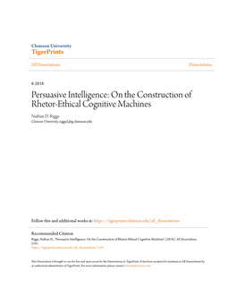 On the Construction of Rhetor-Ethical Cognitive Machines Nathan D