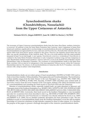 Synechodontiform Sharks (Chondrichthyes, Neoselachii) from the Upper Cretaceous of Antarctica