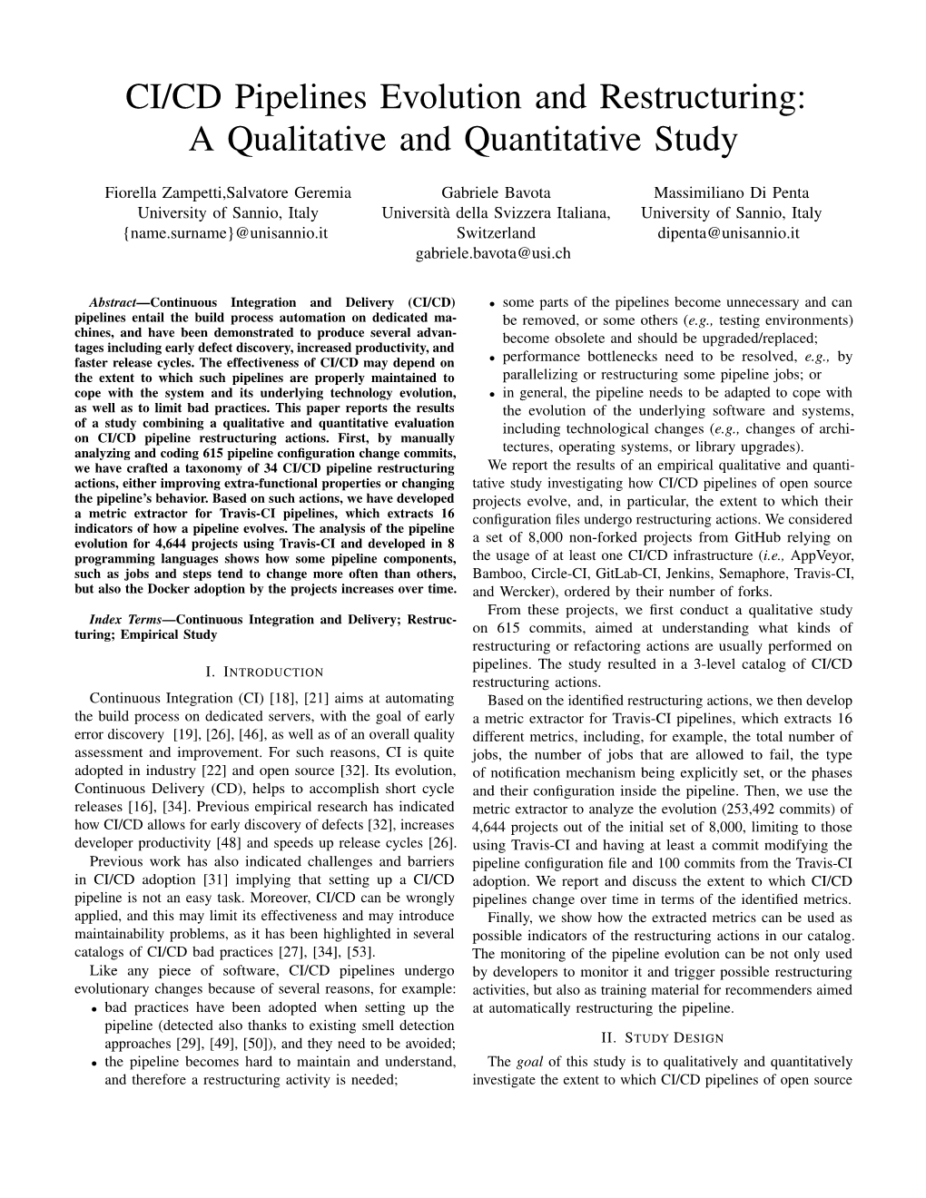 CI/CD Pipelines Evolution and Restructuring: a Qualitative and Quantitative Study