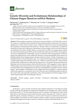 Genetic Diversity and Evolutionary Relationships of Chinese Pepper Based on Nrdna Markers