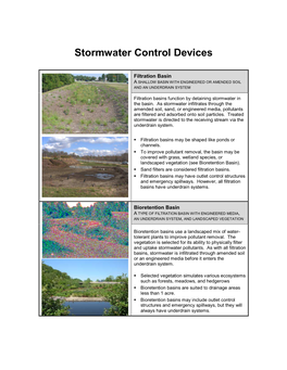 Examples of Stormwater Control Devices