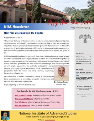 Happy New Year 2019 NIAS Newsletter Vol 5 | Issue 1| January | 2019