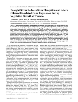Drought Stress Reduces Stem Elongation and Alters Gibberellin-Related Gene Expression During Vegetative Growth of Tomato