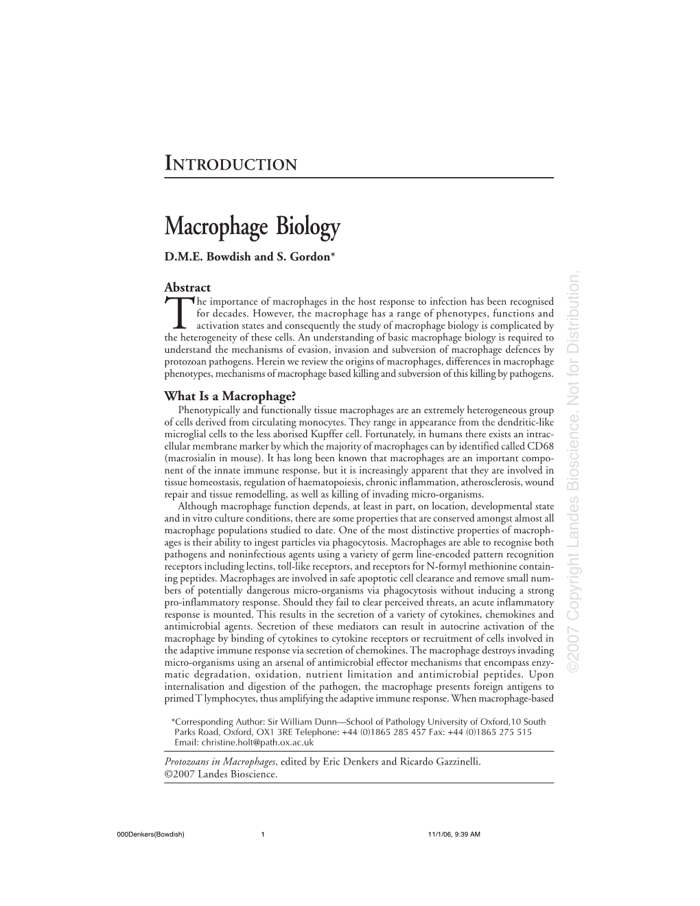 Macrophage Biology D.M.E