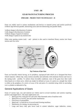 General Applications of Gears
