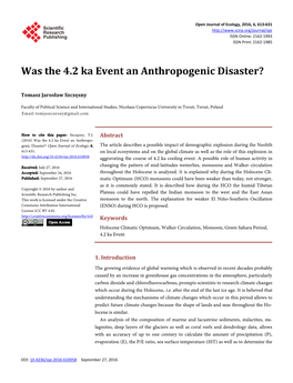 Was the 4.2 Ka Event an Anthropogenic Disaster?