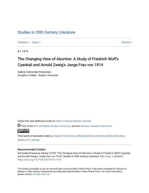 The Changing View of Abortion: a Study of Friedrich Wolf's Cyankali and Arnold Zweig's Junge Frau Von 1914