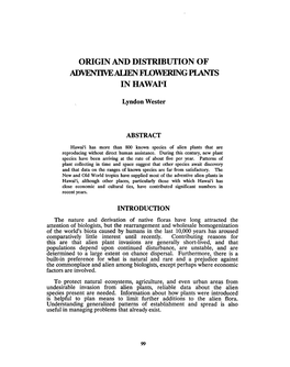 Origin and Distribution of Adventive Alien Flowering Plants in Hawaii