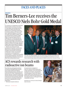 Tim Berners-Lee Receives the UNESCO Niels Bohr Gold Medal