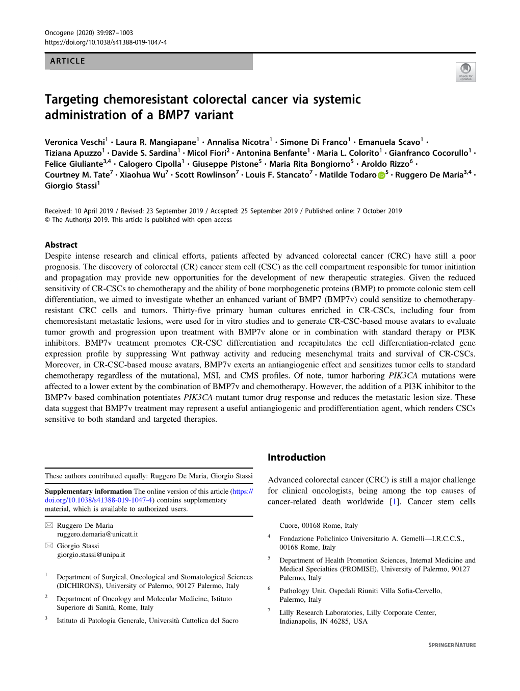 Targeting Chemoresistant Colorectal Cancer Via Systemic Administration of a BMP7 Variant