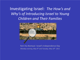 Why's of Introducing Israel to Young Children and Their Families